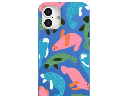 Electric Blue Sea Cows iPhone 16 Plus Case For Discount