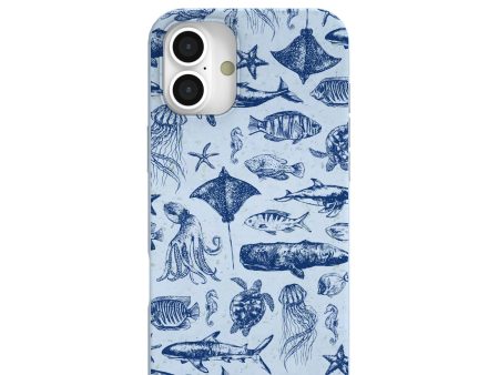 Powder Blue Marine Life iPhone 16 Plus Case Discount