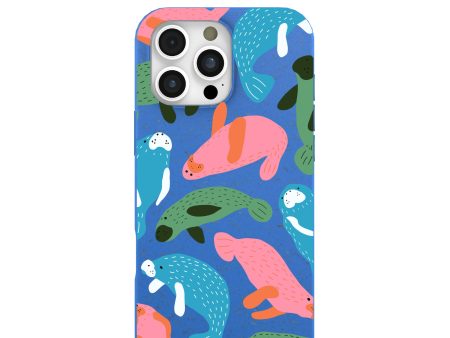 Electric Blue Sea Cows iPhone 16 Pro Max Case For Discount