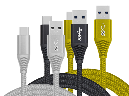 USB-C to USB-A Charge and Sync Cable, Nylon Braided, 3ft Hot on Sale