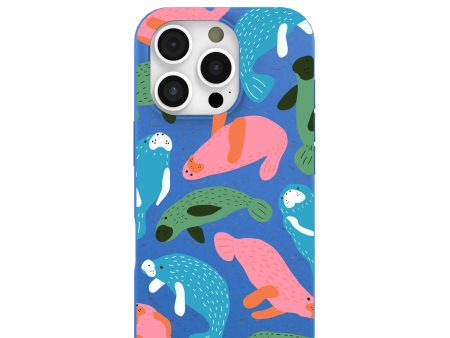 Electric Blue Sea Cows iPhone 16 Pro Case Online Sale