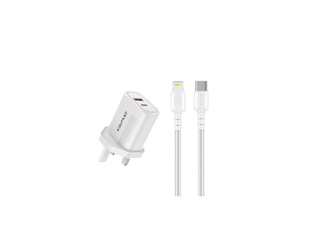 AWEI PD6 Super Fast Charging Combo (Adapter + 1M Type-C Cable) - White on Sale