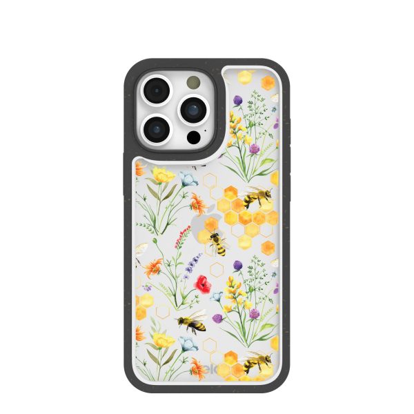 Clear Sweet Bees iPhone 16 Pro Max Case With Black Ridge For Cheap