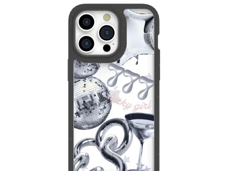 Clear Cosmic Luck iPhone 15 Pro Max Case With Black Ridge For Cheap