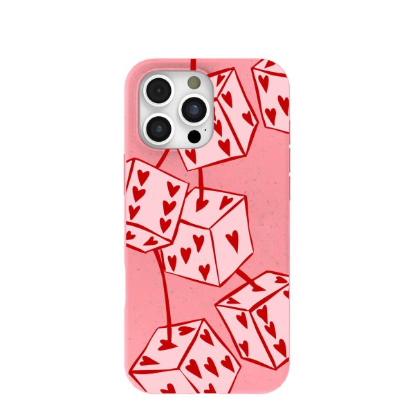 Bubblegum Pink Dicey Cherries iPhone 16 Pro Max Case For Sale