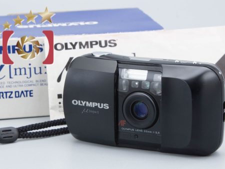 Very Good!! Olympus μ[mju:] Black 35mm Point & Shoot Film Camera w  Box For Cheap