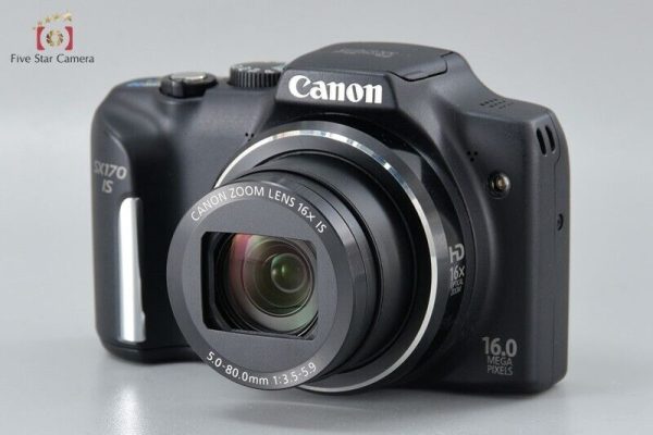 Very Good!! Canon PowerShot SX170 IS Black 16.0 MP Digital Camera Hot on Sale