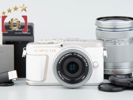 Shutter count 318  Olympus PEN E-PL10 EZ White 16.1 MP 14-42 40-150 Lenses Hot on Sale